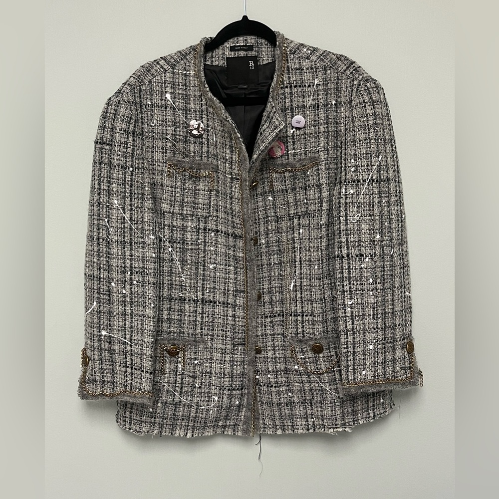 R13 Slouch Tweed Jacket. Size medium. - Picture 3 of 11